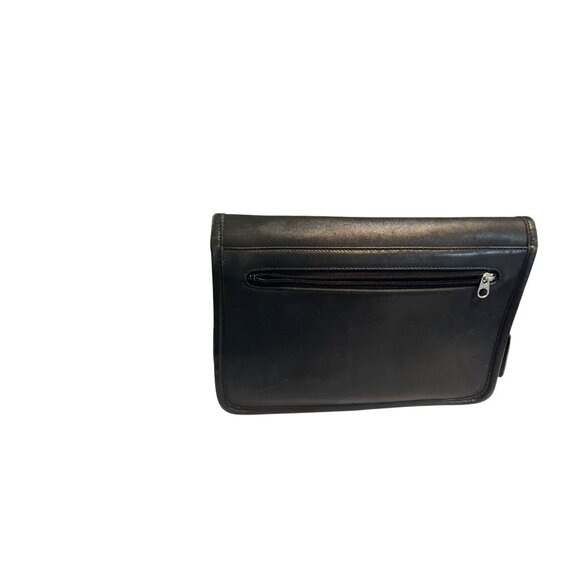 Vtg Coach 9832 Black Leather Turnlock Clutch Handbag Brushed Nickel Hardware - Picture 4 of 11